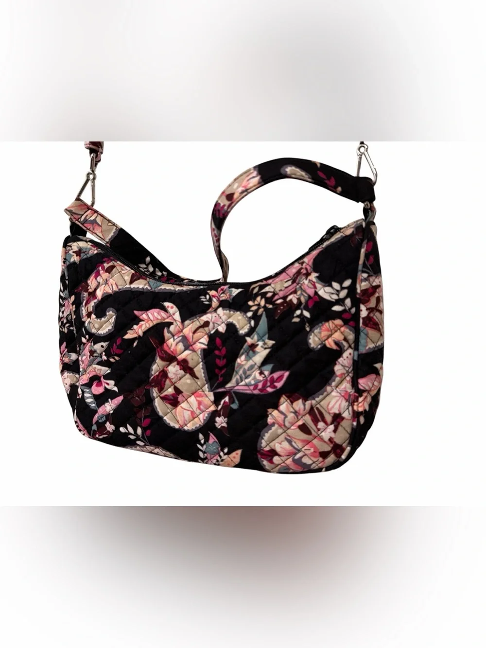 Vera Bradley Floral Paisley Quilted Crossbody Bag with Matching ID Zip Case Set